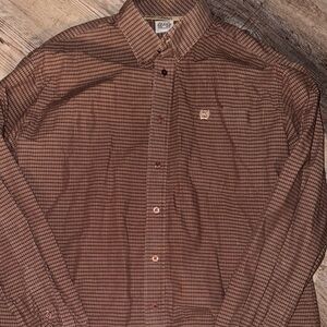 Cinch Brown Checkered Casual Button Down Shirt